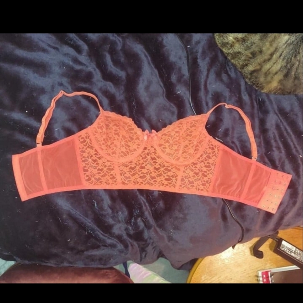 Red orange bustier style underwired bra